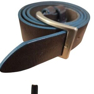 Men's Leather‎ Belt Gray with Blue Edges Made in Italy Cuir de Vachette 115/130